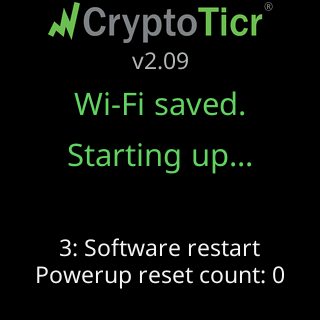 Wi-Fi saved. Starting up…