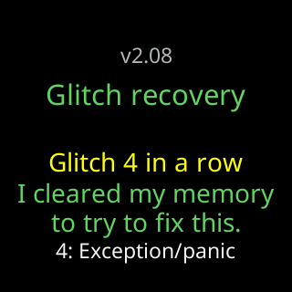 Glitch 4 in a row: I cleared my memory to try to fix this