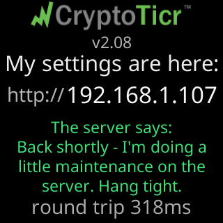 My settings are here, with the server’s own message and the round trip