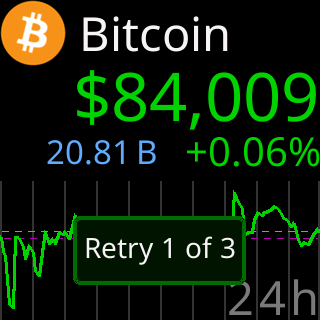 The retry pill over a coin screen: Retry 1 of 3