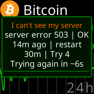 The outage box naming a server error