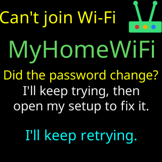 What the glass shows while it tries, before it reports the network refused it