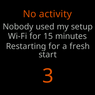 No activity: nobody used my setup Wi-Fi for 15 minutes, restarting for a fresh start