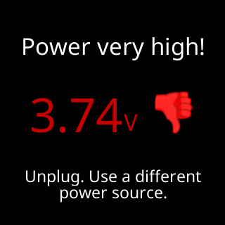 Power very high!, the danger band, telling you to unplug