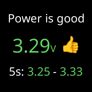 Power is good, thumb up, with the range the last five seconds moved in