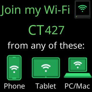 Join my Wi-Fi: the setup network’s name, CT427, and the devices that can join it