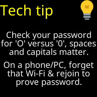 The ticker's tech tip card after a refused password
