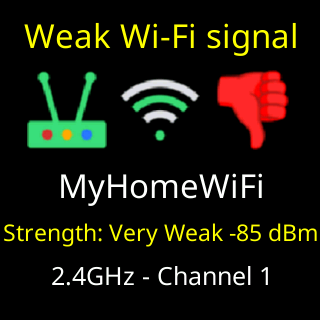 The ticker showing its weak Wi-Fi signal card