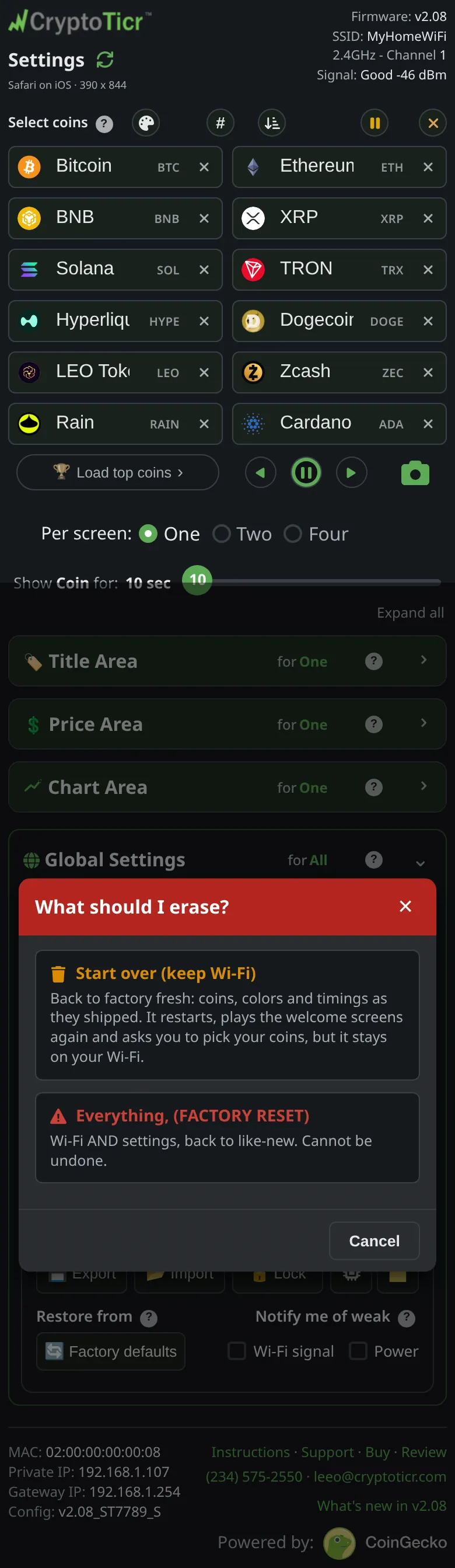 The phone at step 1: Tap Erase…