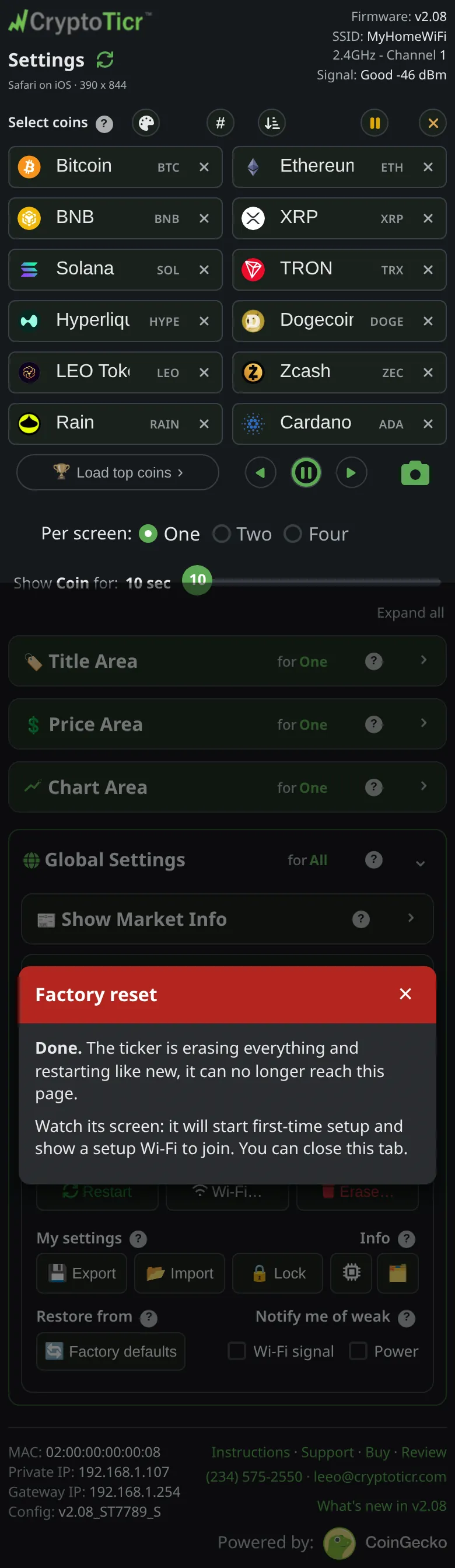 The phone at step 4: Factory reset