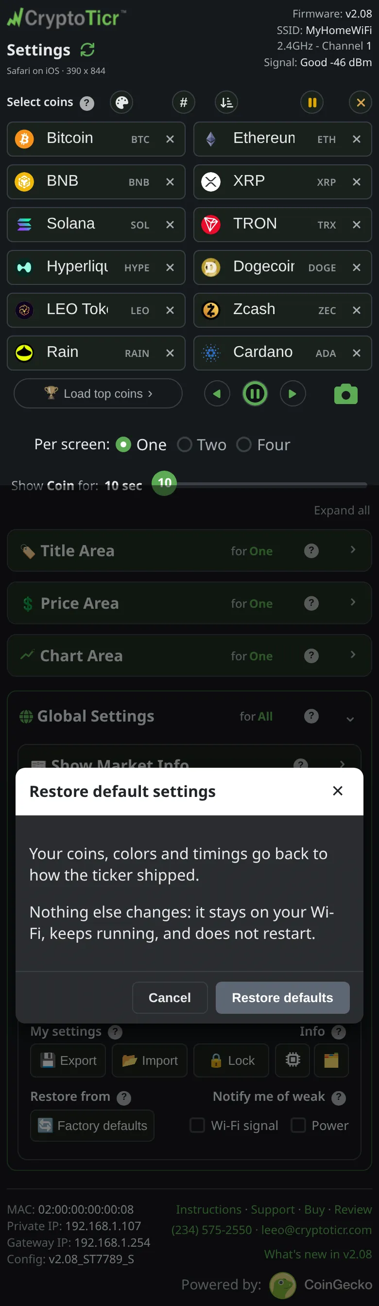 The phone at step 4: Factory defaults