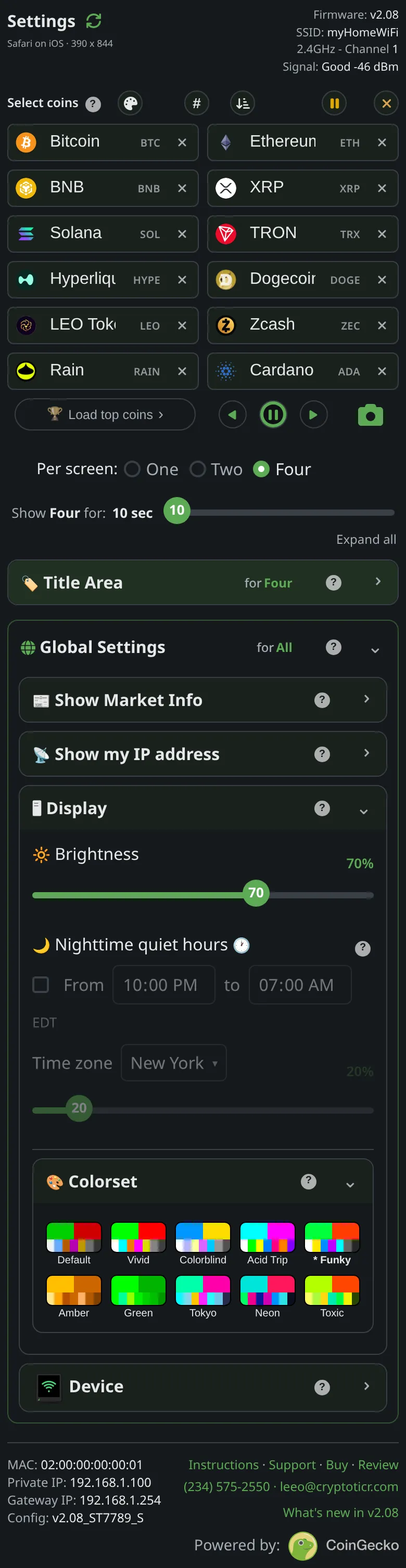 The Funky swatch in the settings page's colorset picker