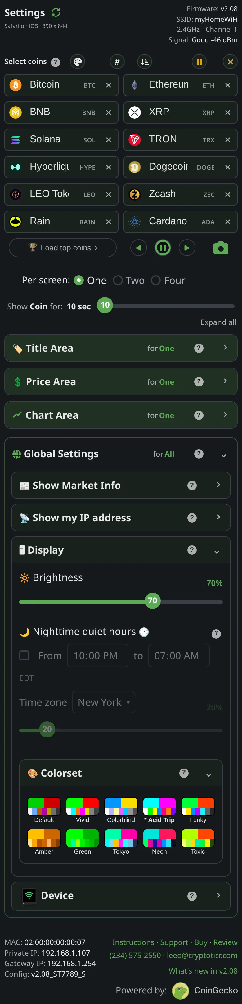 The Acid Trip swatch in the settings page's colorset picker
